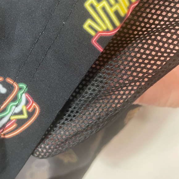 Caribbean Roundtree Yorke Swim Trunks Shorts 4XB Black Snacks Pizza Beer Fries - Picture 4 of 6